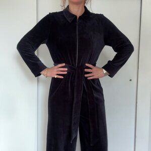 ME+EM Women's Corduroy Wide-Leg Jumpsuit Belted Navy , Size US 12